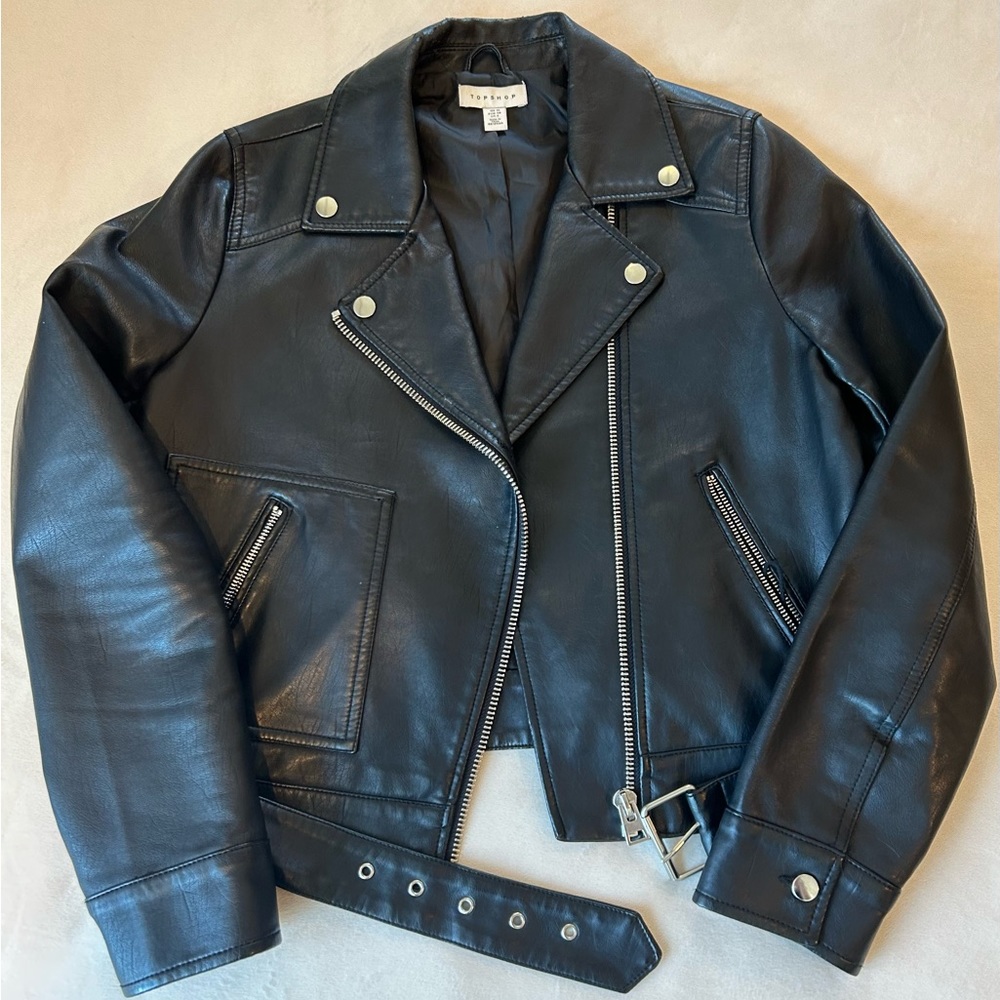 Topshop Faux Leather Jacket from Nordstrom Size US 6